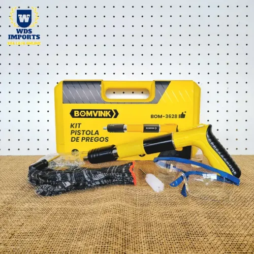 Kit Pistola De Prego Finca Pino P/fixação Profissional + Epi - Bomvink