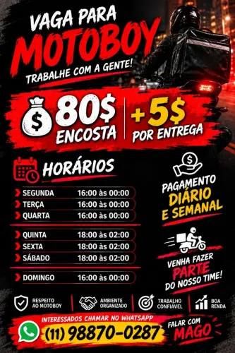 Vaga para motoboy .