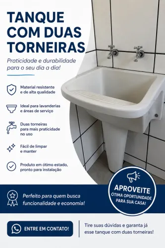 Tanque de Lavanderia com 2 Torneiras em Ótimo Estado
