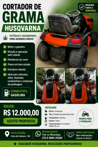 Cortador de grama trator huskvarna