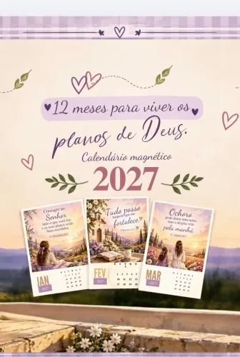 Personalizados: Calendário 2027, botoms, foto imãs e photocards