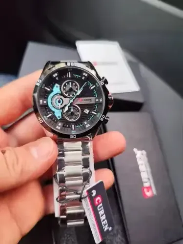 Relógio Curren Cronógrafo Fashion Premium em Aço Inoxidável Resistente à Água 3ATM