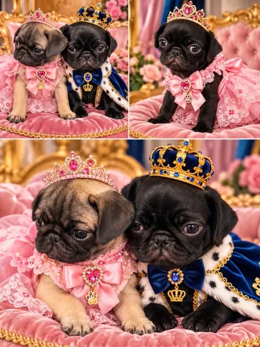 Pug Macho e fêmea com pedigree