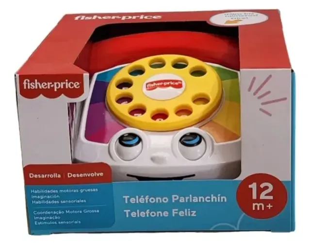Fisher-Price Novo Telefone Feliz um clássico com disco giratório numerado e rodinhas
