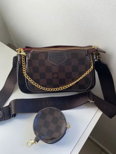 Bolsa Louis Vuitton Multi Pochette acessórios Xadrez marrom Premium