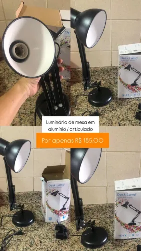 Luminária de mesa em alumínio/articulado