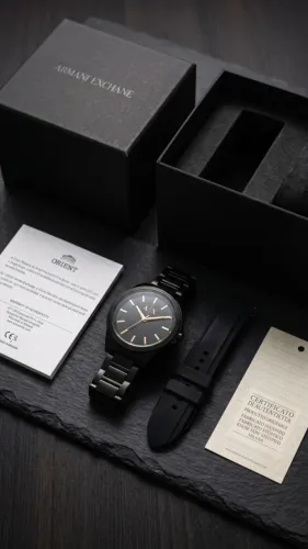 Relógio Armani Exchange AX7102 Preto e Dourado + Pulseira Extra (Completo)