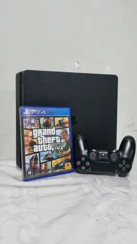 Ps4 Slim 1TB Com LACRE DE FÁBRICA + GTA V + Controle Original