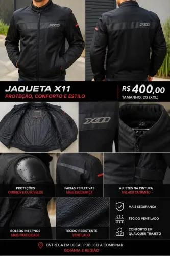Jaqueta de Motociclista X11 - Tamanho 2G - Excelente Estado