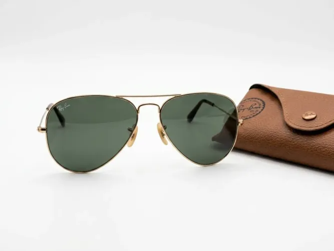 Óculos Ray-Ban Aviador Clássico prateado lente G-15 Original + Estojo