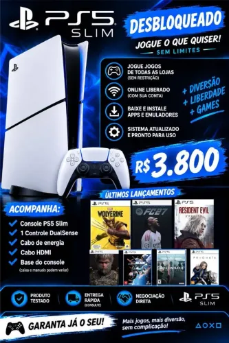 ?PlayStation 5 Slim Desbloqueado Completo