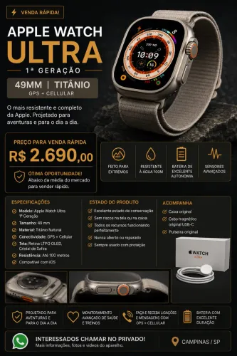 Apple Watch Ultra 1ª Geração - Titânio 49 mm