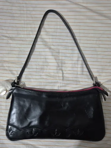 Bolsa baguete de couro