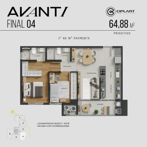 ? OPORTUNIDADE ÚNICA NO AVANTI MARINGÁ | 64,88 M² + SACADA ABERTA