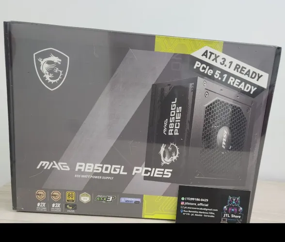 Fonte MSI Mag 850W Plus Gold PCI5.0 Black (NOVA)