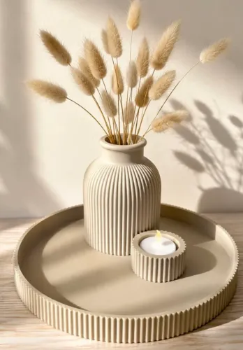 Kit bandeija com Vaso de planta decorativo