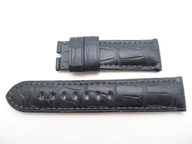 Pulseira para Relogio em Couro Preto para Panerai 24mm