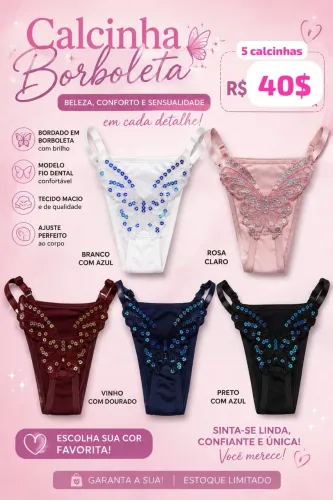 5 Calcinha borboleta por 40$