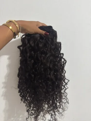 Mega hair 39cm cacheado humano