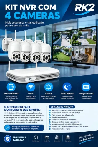 Kit Nvr com 04 Câmeras Segurança Tv.
