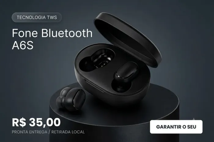 Fone Sem Fio Bluetooth A6S TWS