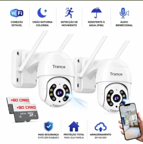 Kit 2 Câmeras de Segurança IP Icsee com 2 Cartões de Memoria 64GB