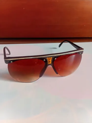 Óculos de Sol Aviador Vintage Polaroid - Anos 70/80 - Lentes Degradê Âmbar"
