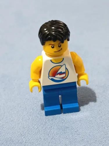 LEGO minifigura com camisa de surf, com detalhe na boca (Set 7639) (MUITO RARO)