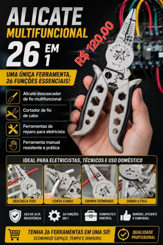 Alicate Multifuncional 26 em 1