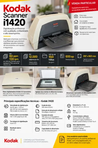 Scanner kodak i 1420 + mesa digitalizadora