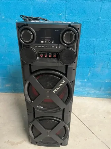 Caixa de Som Torre Polyvox XT-2025T 2500W RMS Bluetooth Woofer Duplo 12 DSP LED Bivolt