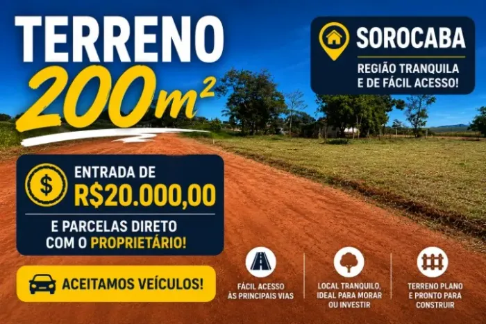 Terreno 200m² - Bairro Ipatinga em Sorocaba