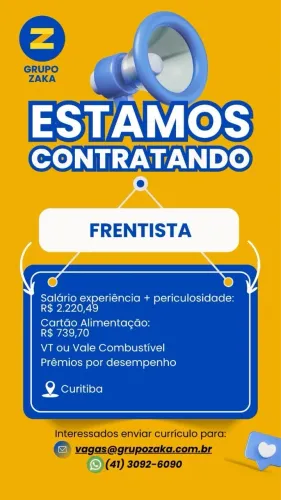 Frentista Masculino / Região Agua verde 