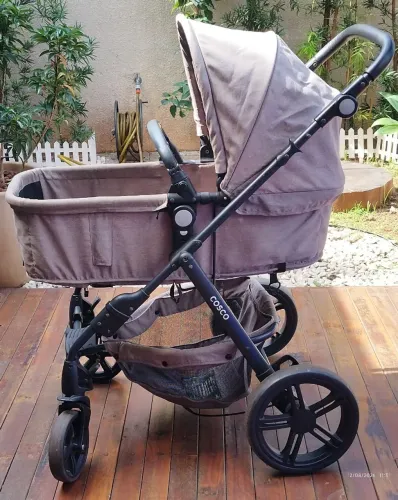 Carrinho Moisés + Bebê conforto + Base - Cosco COMPLETO E IMPECÁVEL