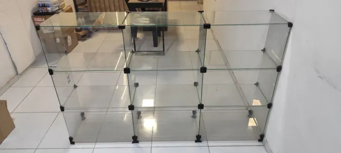 Balcão de Vidro Modulado 1,50m Seminovo - Expositor Vitrine para Loja (30x50 cm)