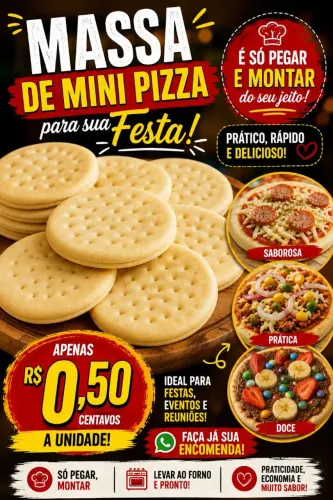 Massa para mini pizza é só pegar e montar do seu jeito