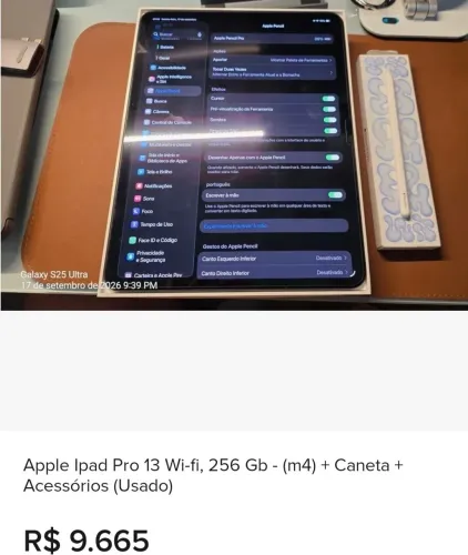 iPad pro 13 polegadas + acessórios + caneta