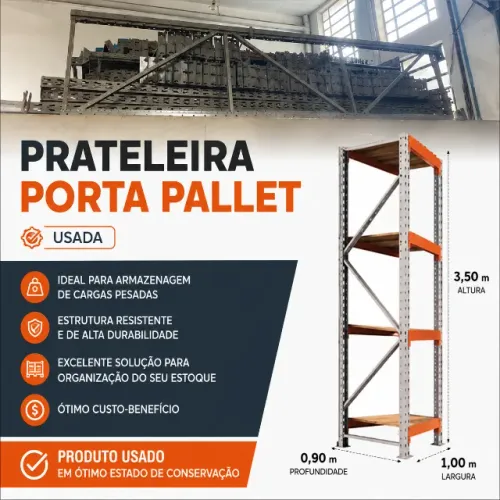 Prateleira Porta Pallet 0,90x1,00x3,50alt PROMOÇÃO