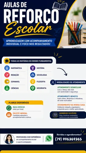 AULAS DE REFORÇO ESCOLAR
