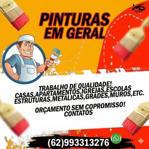 Pinturas em geral, casas, apartamento, salas comerciais e igrejas
