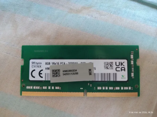 Memória ram 8 GB ddr4 3200 MHz SODIMM 1Rx16