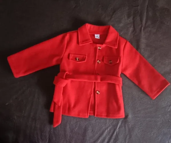 Casaco infantil sobretudo vermelho