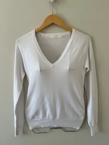 blusa zara knit branca decote v