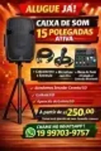 Aluguel - Caixa de som 15 polegadas ativa - mesa de som - microfone