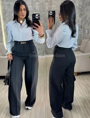 Calça Pantalona alfaiataria marrant