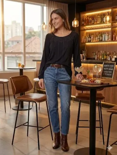 Bata Feminina Preta Chifon<br>