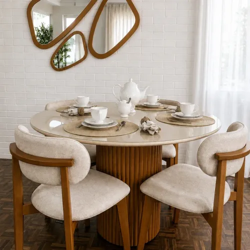 Conjunto de Mesa Redonda Wendy e Cadeiras Lara 90X90 cm