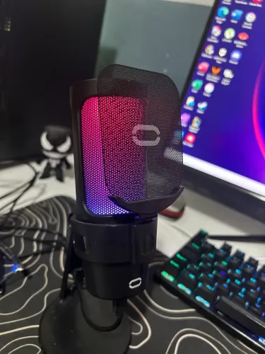Microfone Condensador Gamer Tomate MT-1070R USB Com LED RGB