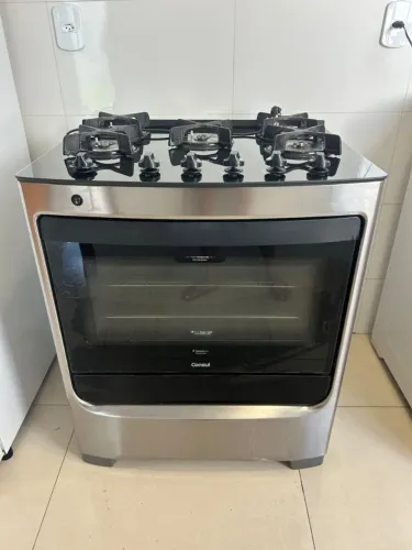 Fogão Consul 5 Bocas Inox c/ Mesa de Vidro - Seminovo - Estado de Novo