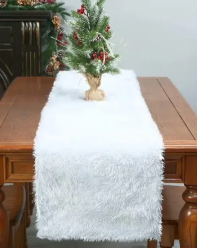 Trilho de mesa 1,48x40cm branco fofinho 014-3
